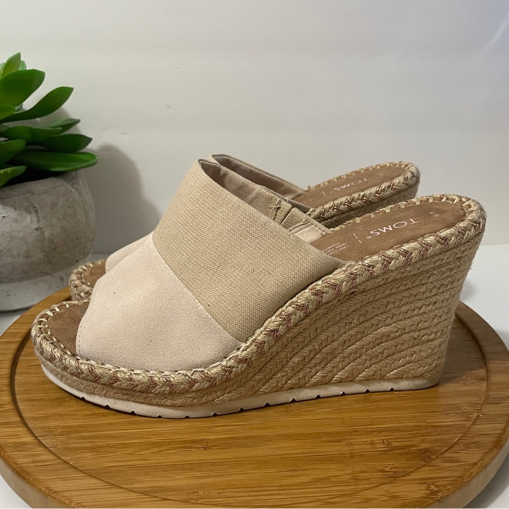 Toms Monica Mule Two-Tone Platform Espadrille Women’s 11 Boho Chic Wedge Sandal